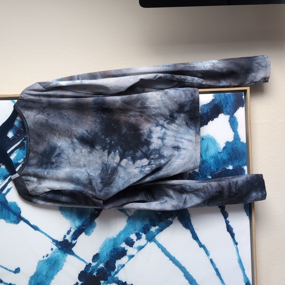 Tie die Y2K cropped long sleeve blue grey size S - Picture 3 of 3